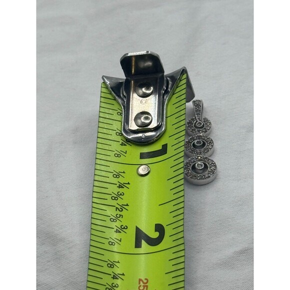 Vintage Diamond 10K White Gold Pendant Signed AFJC Triple Circle Jewelry - Picture 5 of 6